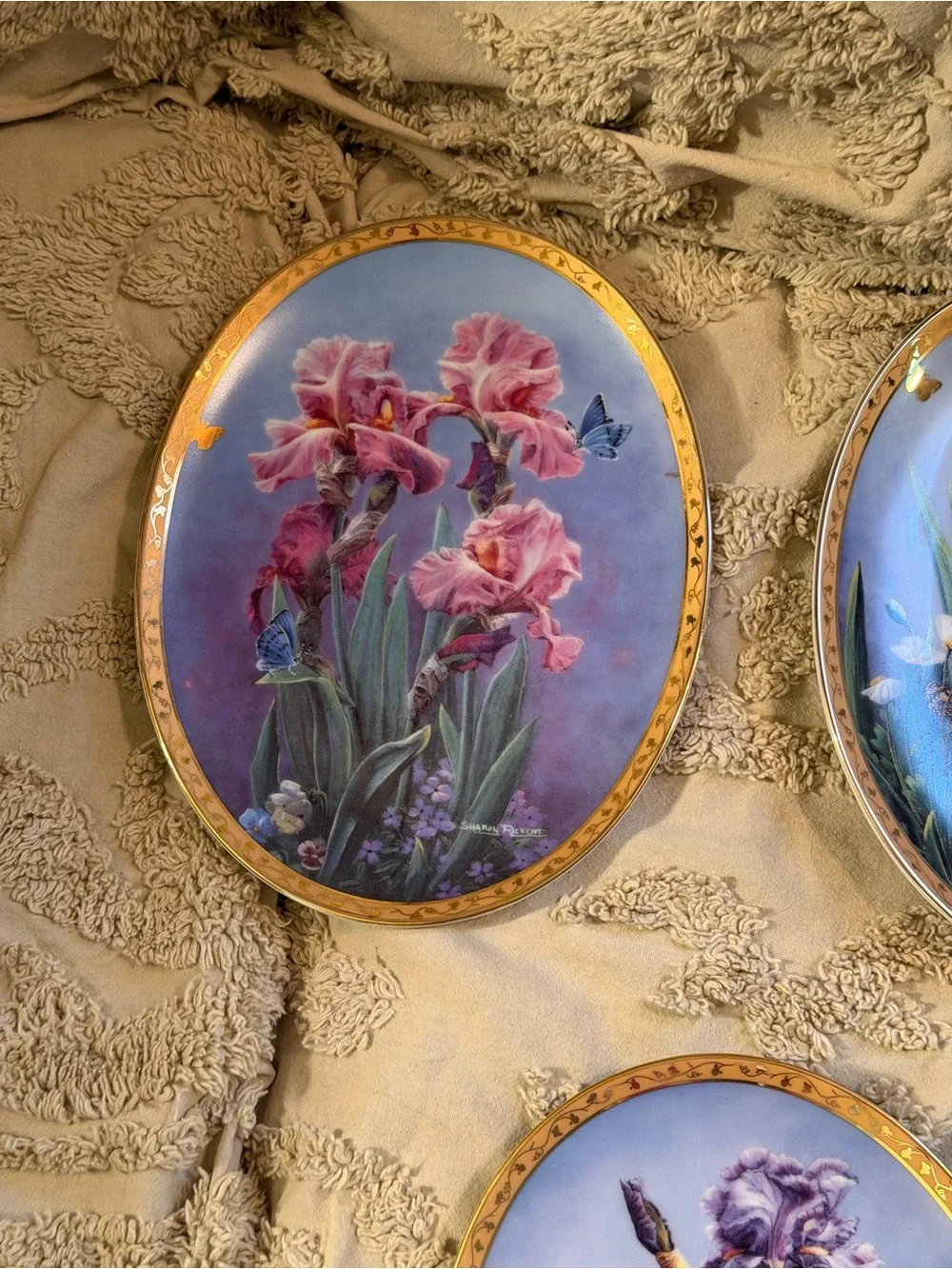 The Bradford Exchange Floral Ceramic Wall Plaques - Blue, Purple & Pink Set